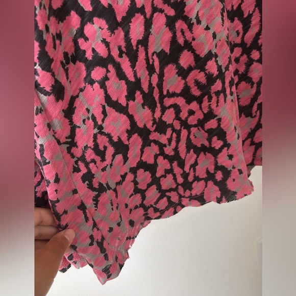 ATM Womens Pink Leopard Camo Watermark Tee Pullover Distressed Long Sleeve Top - Picture 4 of 7